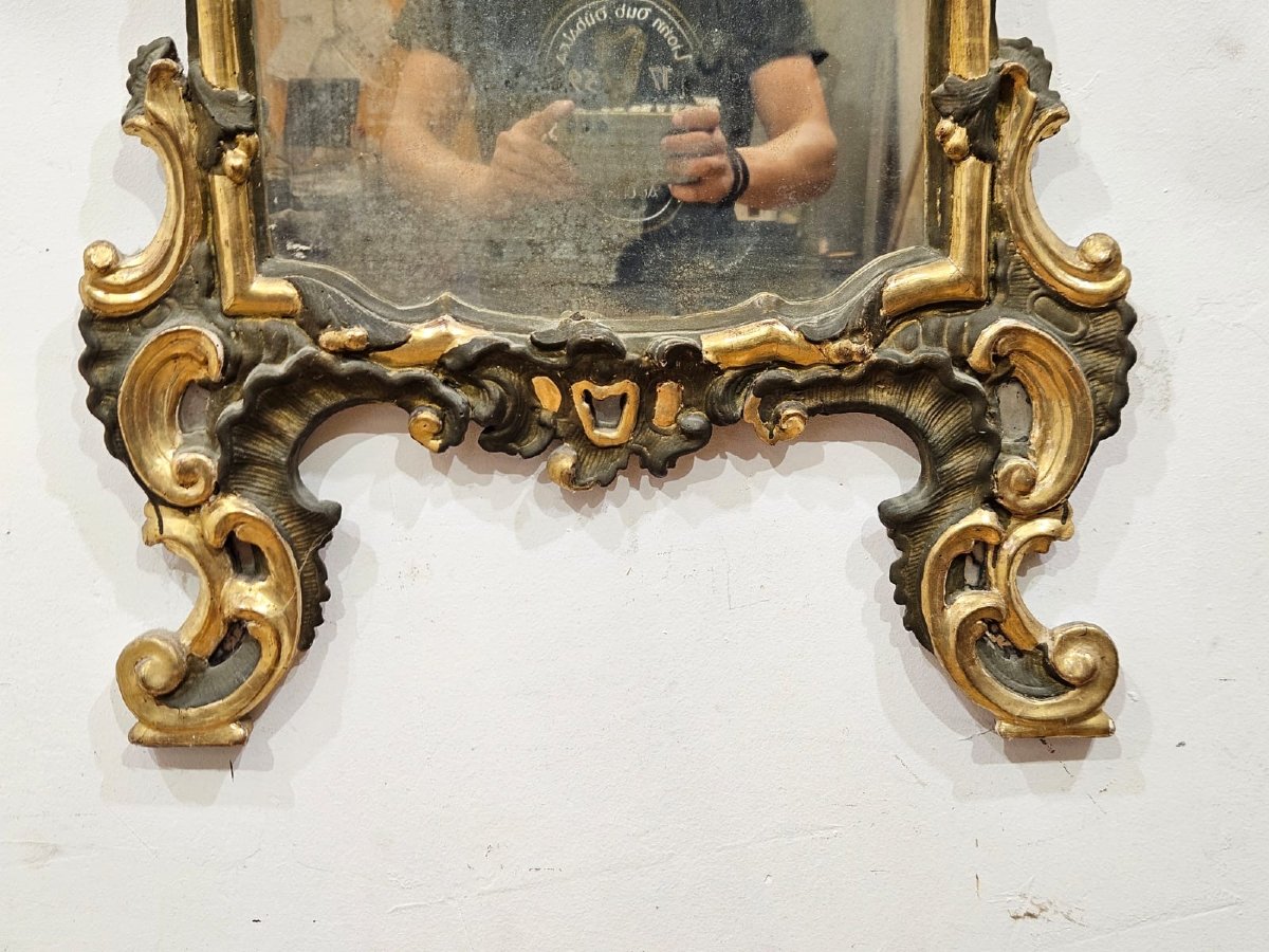 Lacquered And Gilded Mirror In Carved Wood - 19th Century.-photo-4