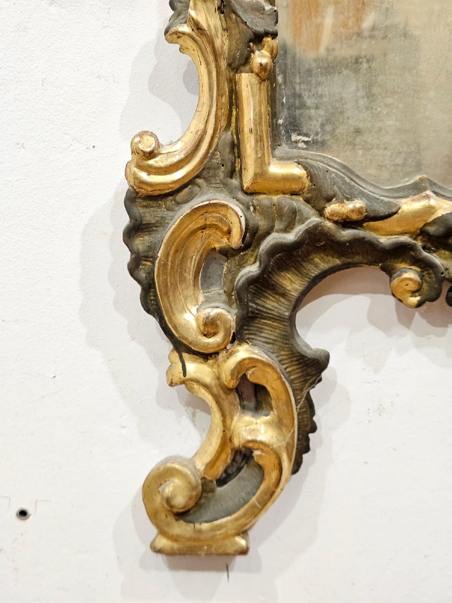 Lacquered And Gilded Mirror In Carved Wood - 19th Century.-photo-2