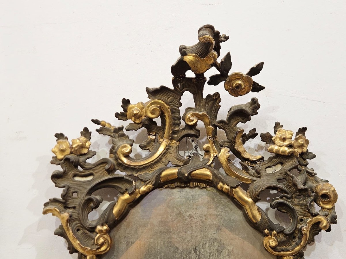 Lacquered And Gilded Mirror In Carved Wood - 19th Century.-photo-3