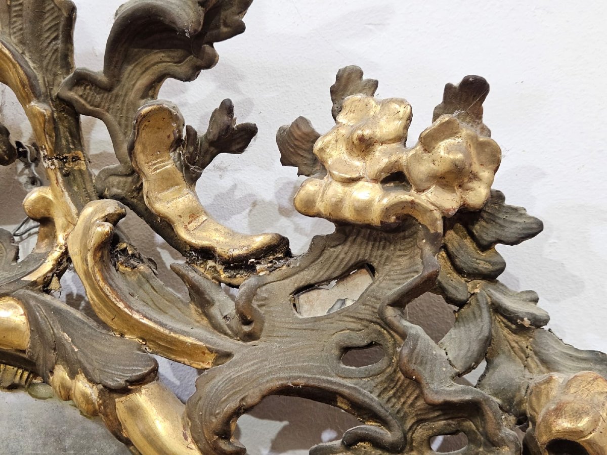 Lacquered And Gilded Mirror In Carved Wood - 19th Century.-photo-4