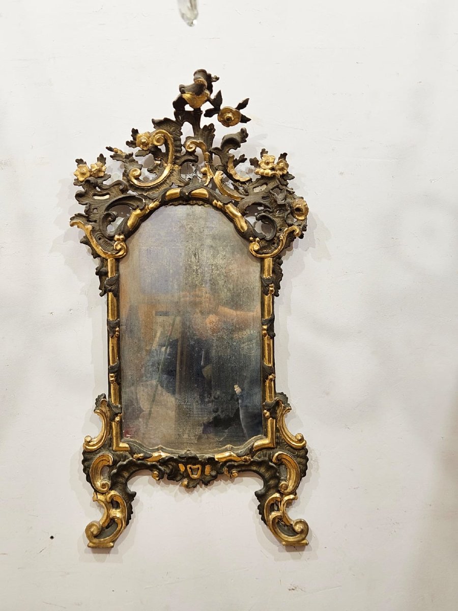 Lacquered And Gilded Mirror In Carved Wood - 19th Century.-photo-7