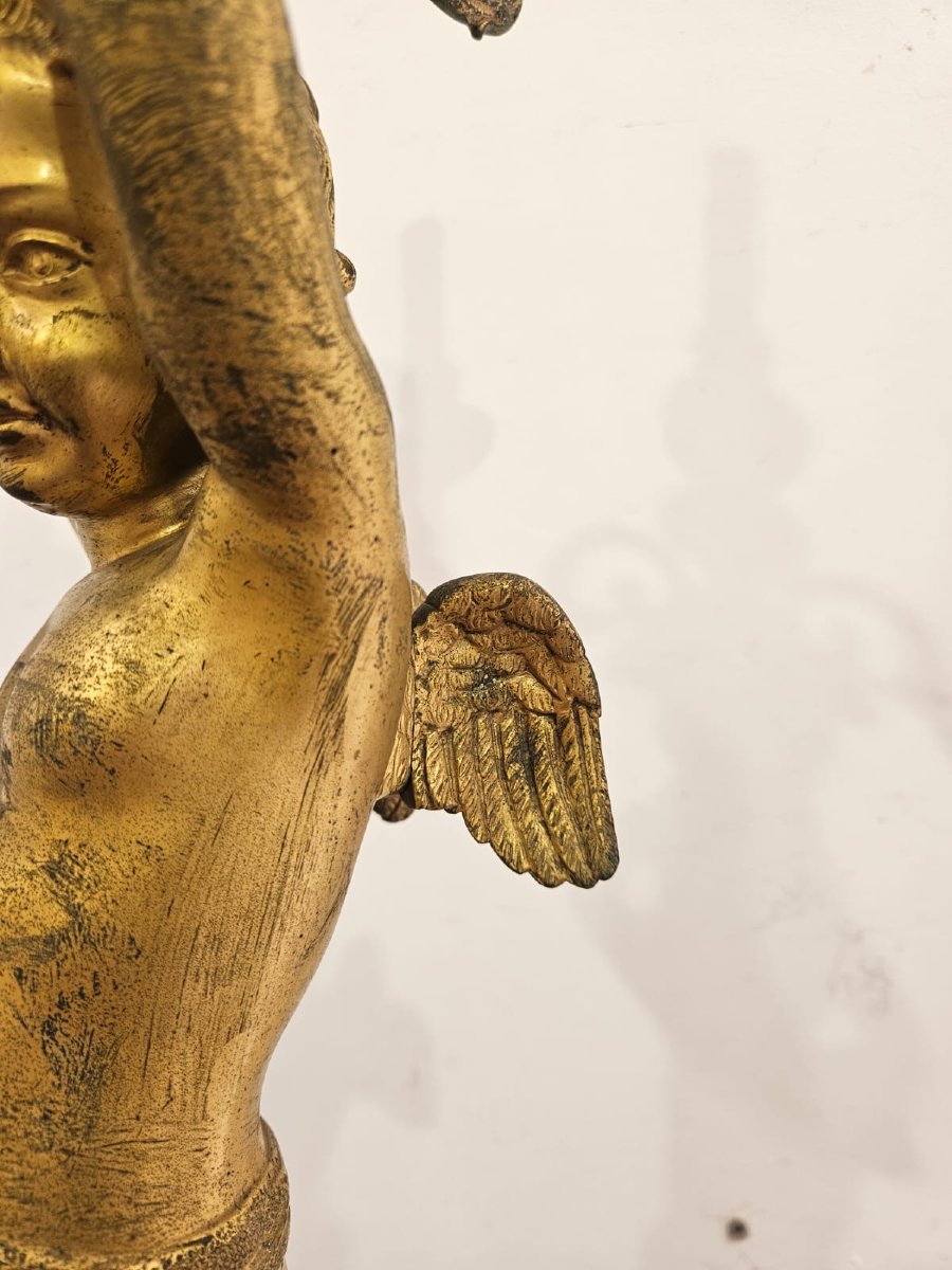 Gilt Bronze Lamp Candlestick, Dating From The 1940s, In Art Déco Style.-photo-3