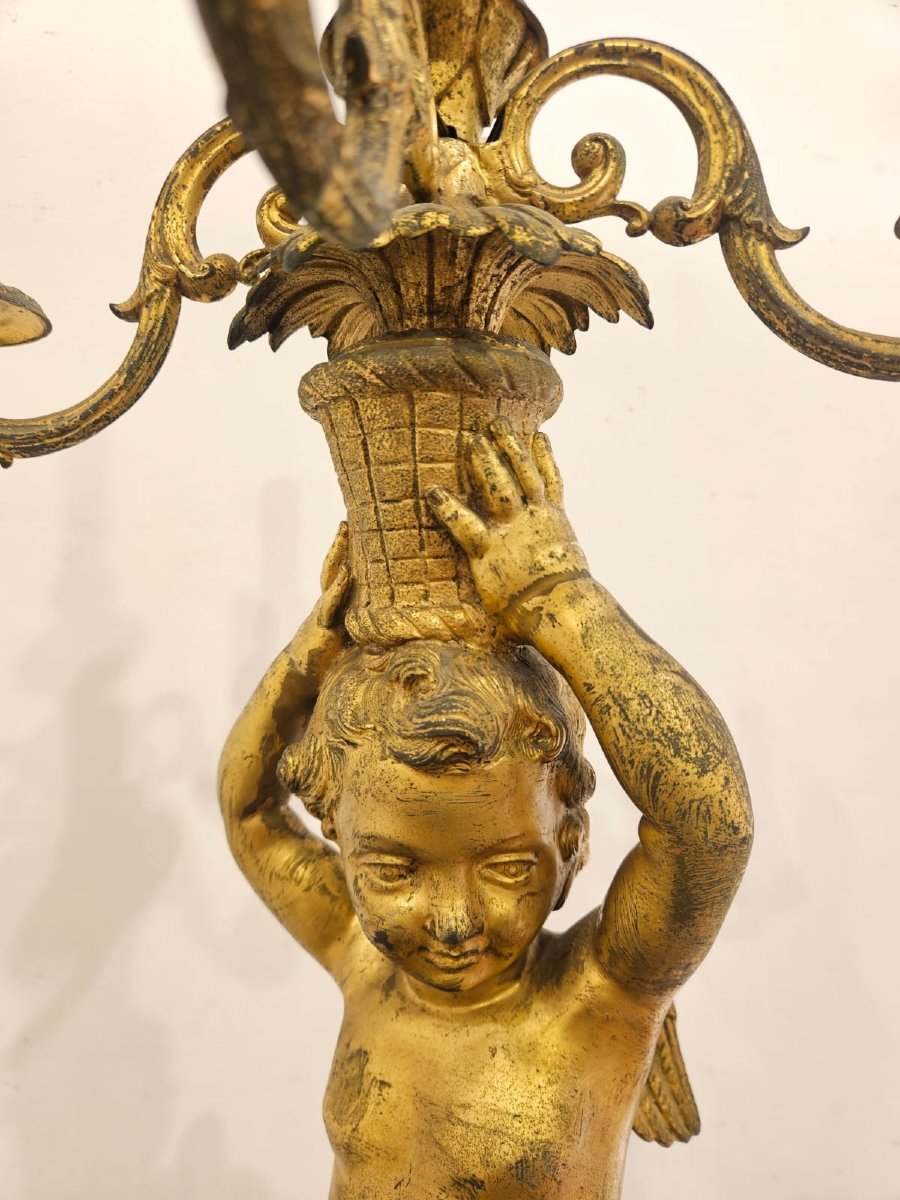 Gilt Bronze Lamp Candlestick, Dating From The 1940s, In Art Déco Style.-photo-4