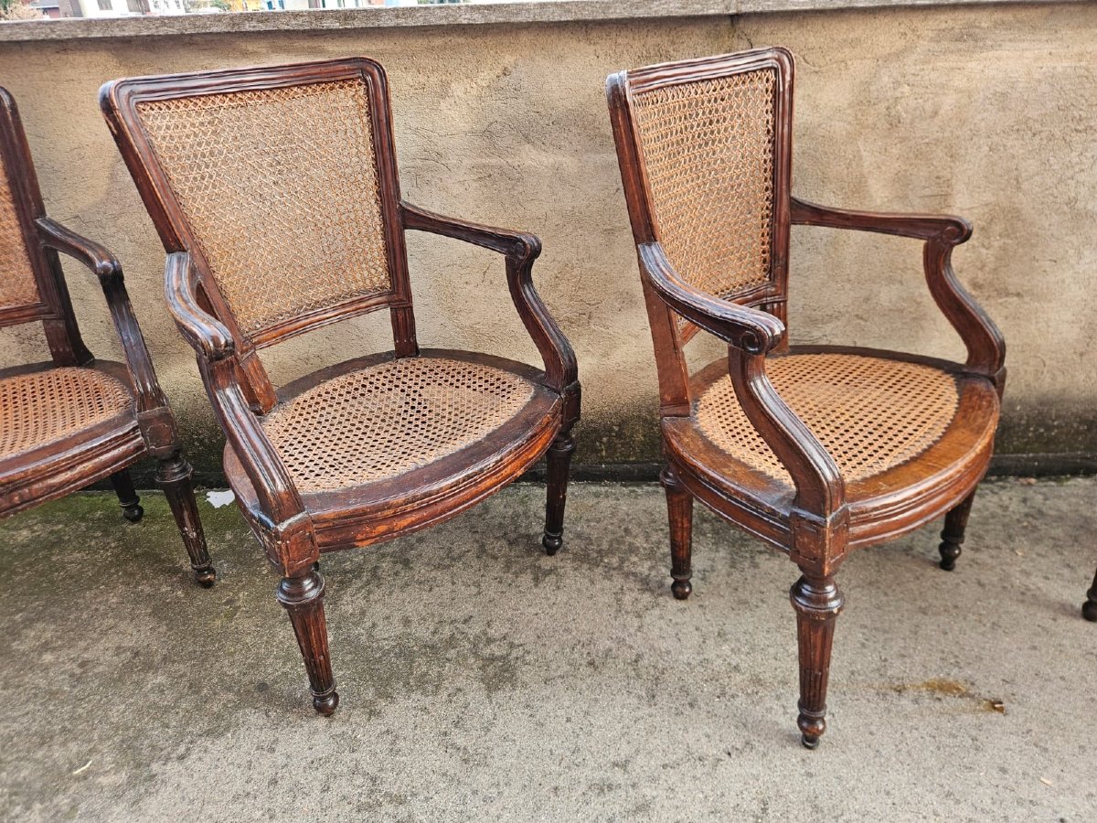 Set Of 7 Louis XVI Armchairs In Walnut-photo-2