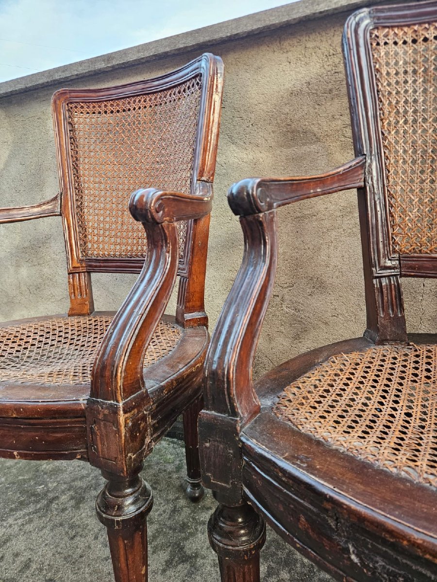 Set Of 7 Louis XVI Armchairs In Walnut-photo-3