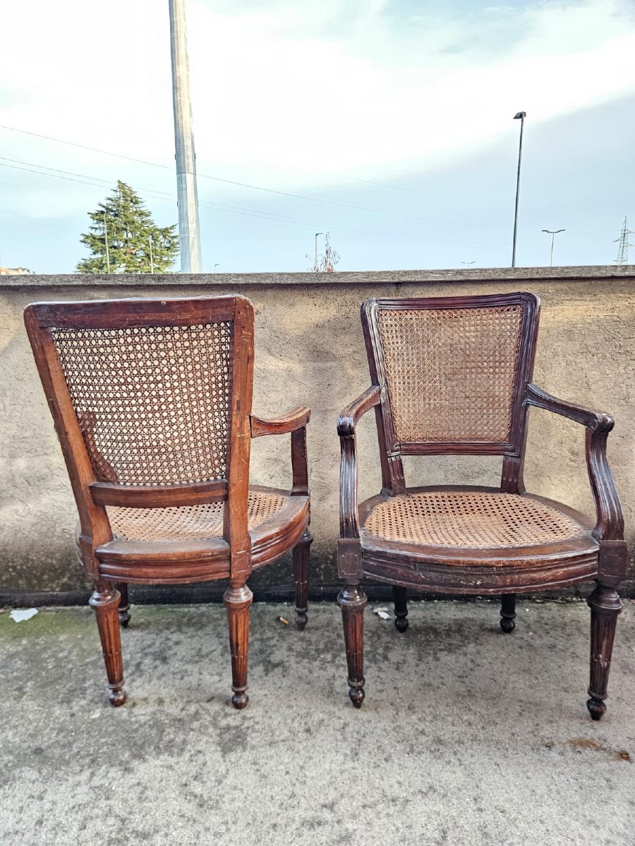 Set Of 7 Louis XVI Armchairs In Walnut-photo-4