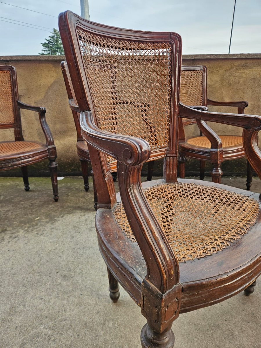 Set Of 7 Louis XVI Armchairs In Walnut-photo-5