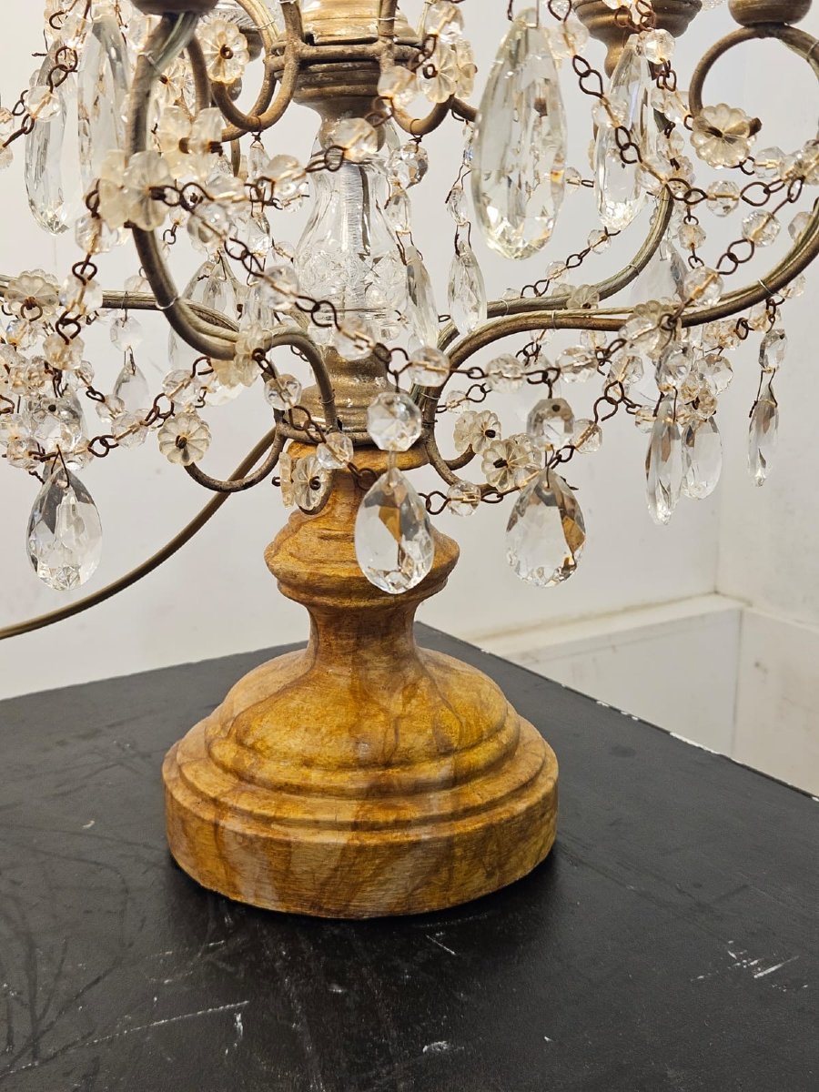 Paire de girandoles de table en cristal taillé – début du XXᵉ siècle-photo-2