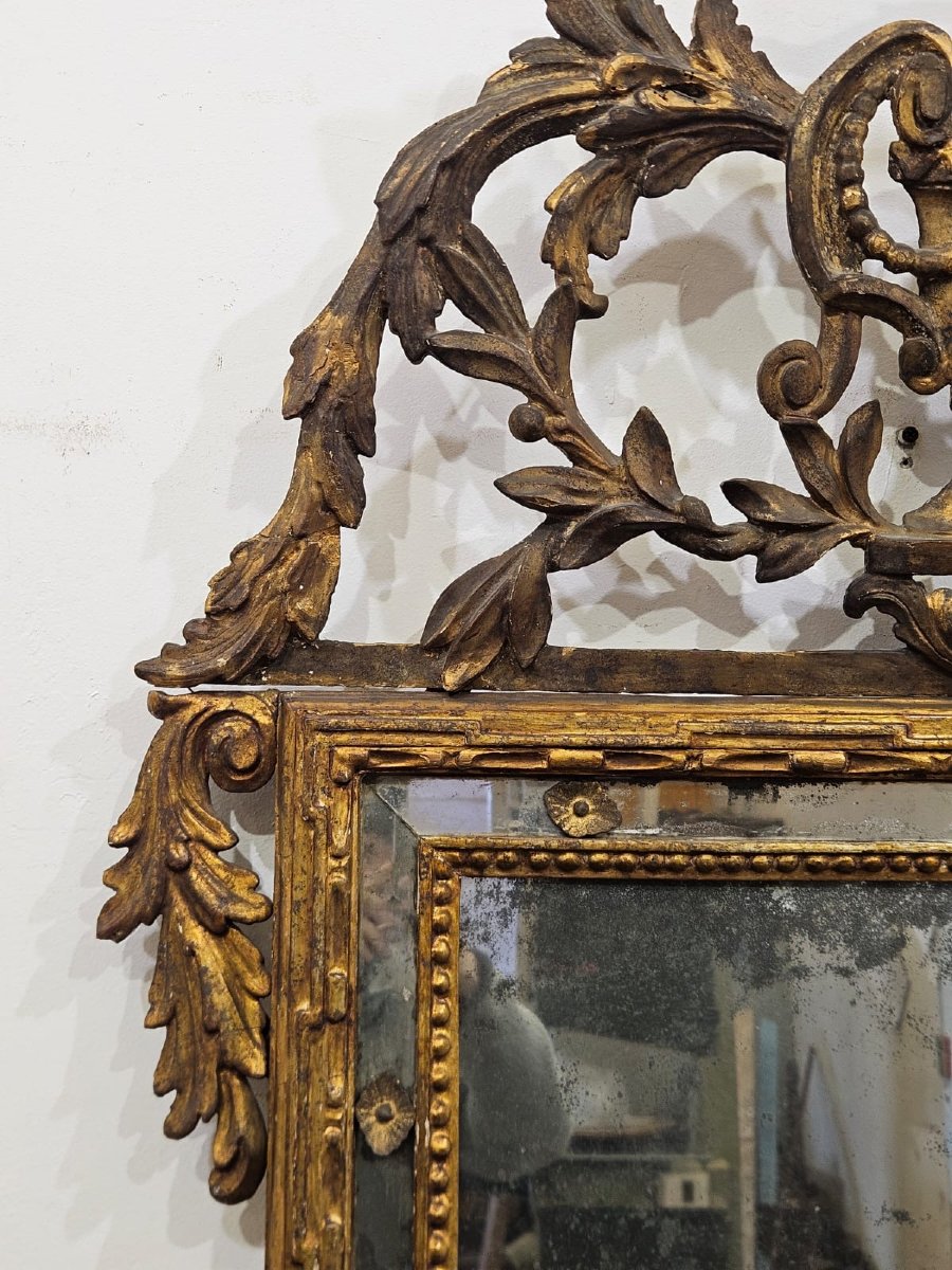 Imposant miroir Louis XVI en bois doré – XVIIIe siècle-photo-2