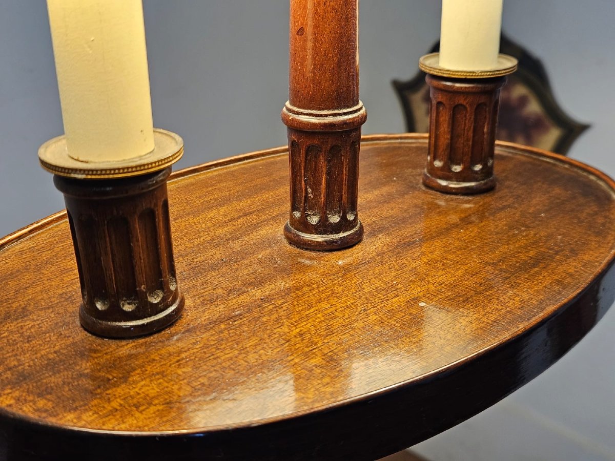 Lampadaire-table en bois, XXe siècle-photo-1