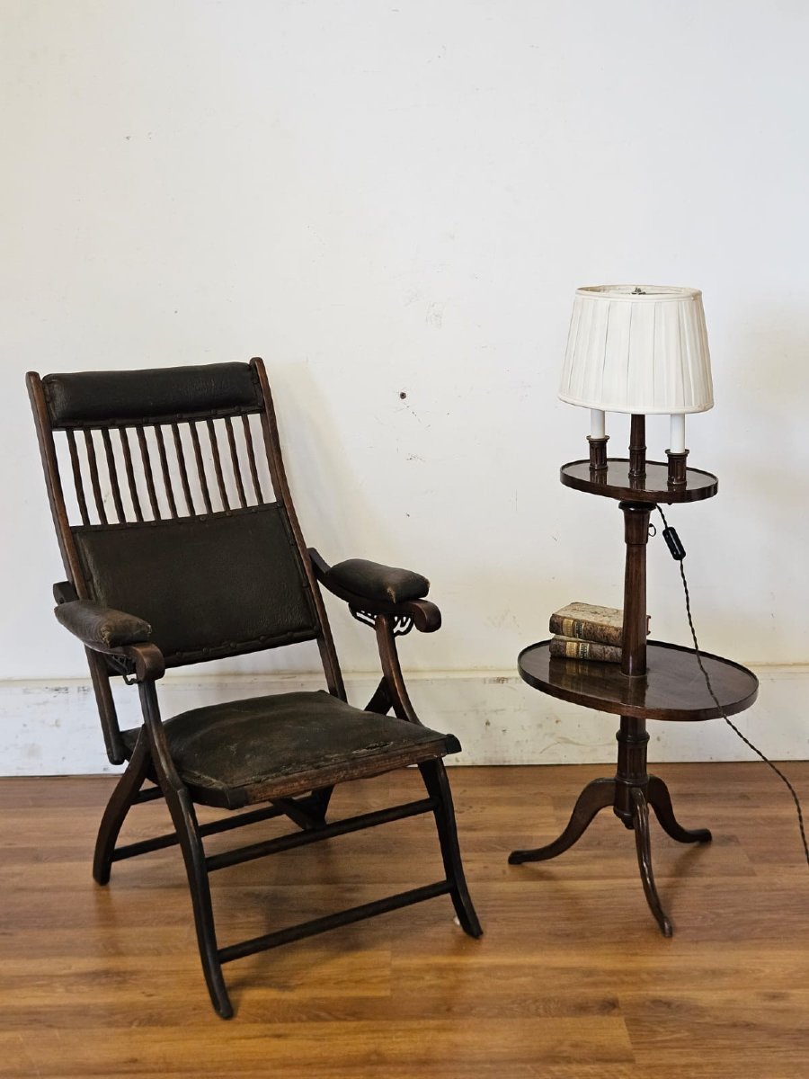 Lampadaire-table en bois, XXe siècle-photo-7