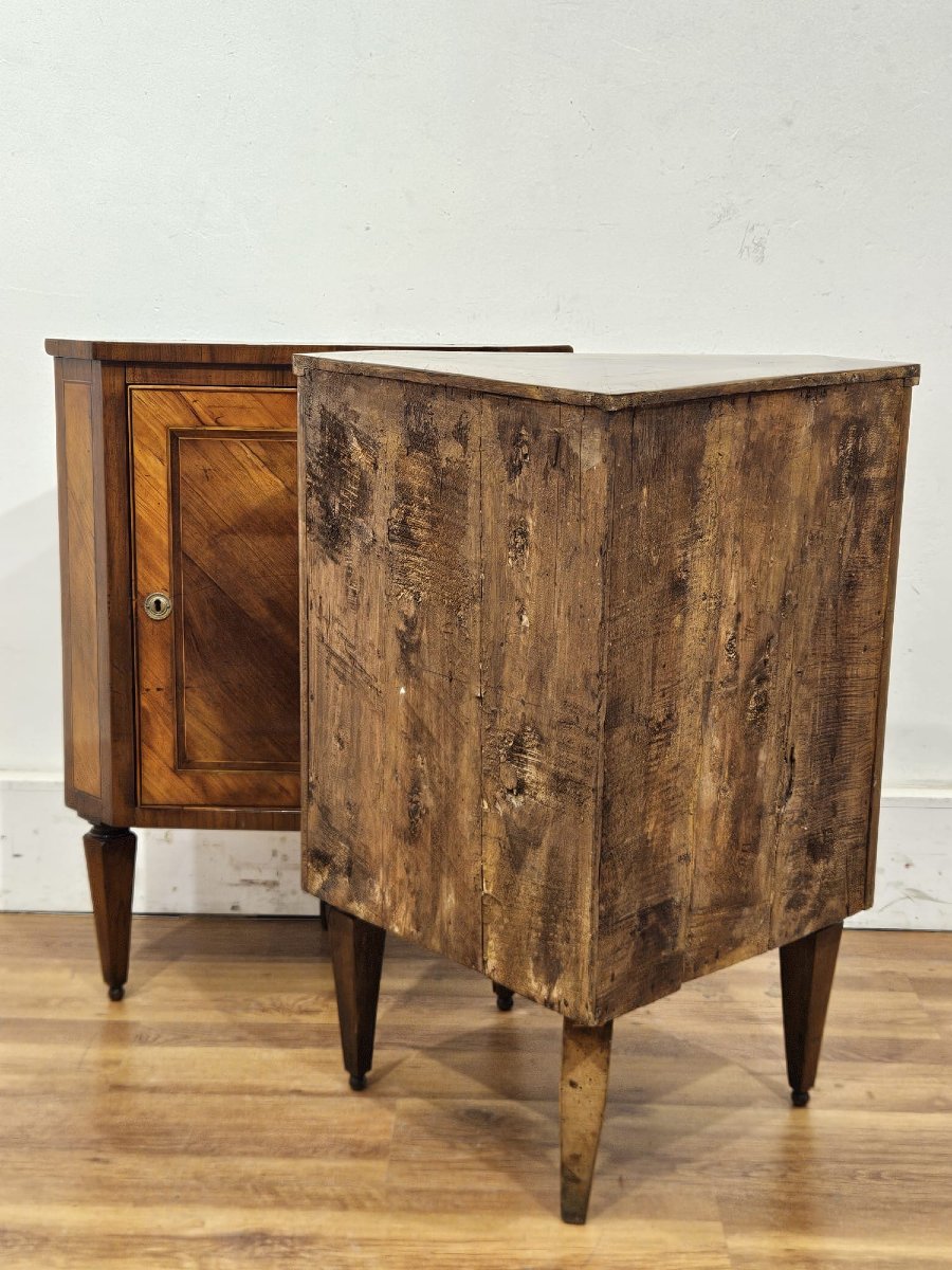 Pair Of Louis XVI Style Veneered Corner Cabinets – Early 19th Century-photo-4