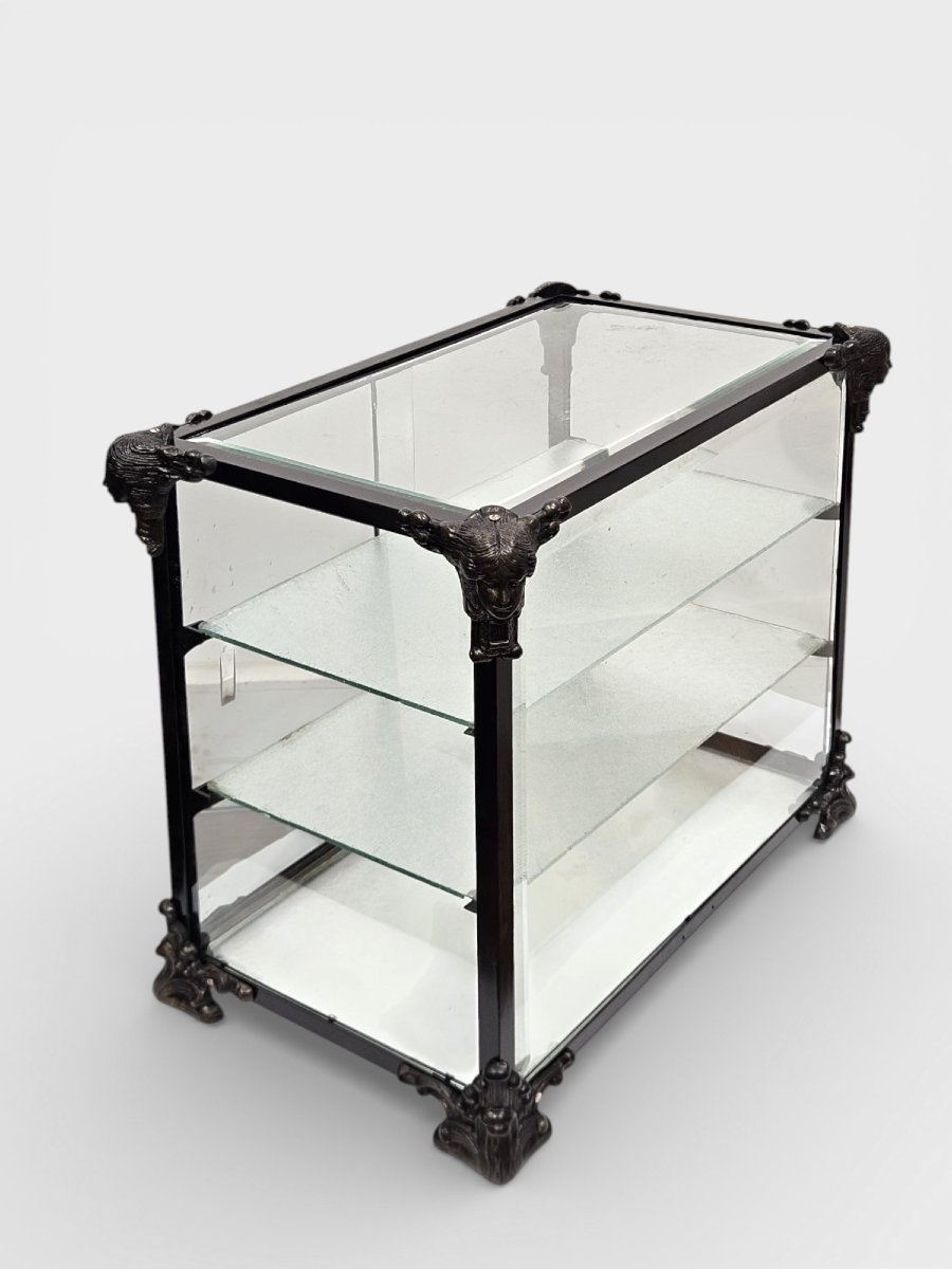 Vitrine d’exposition en fer, bronze et verre – Début du XXᵉ siècle-photo-2