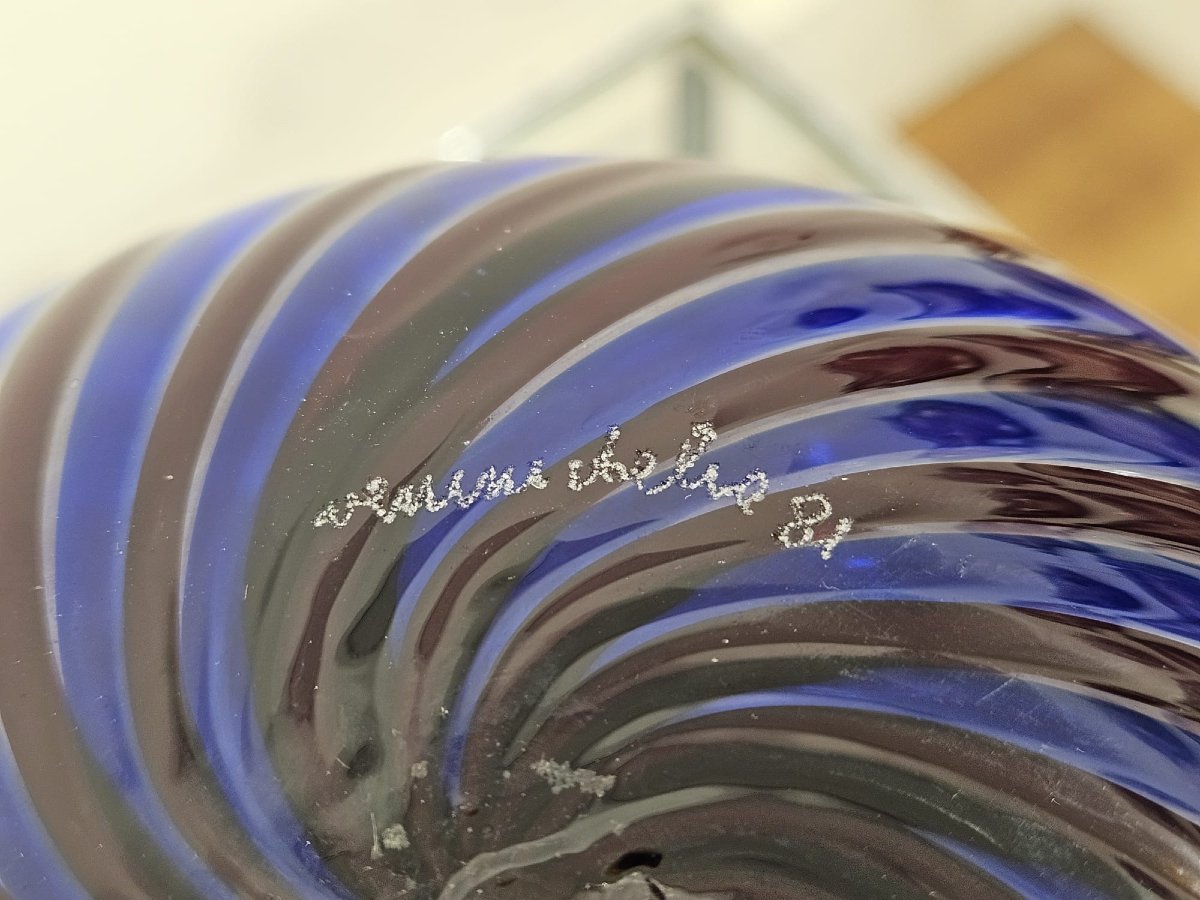 Venini Vase – Murano Art Glass, Signed And Dated 1981-photo-3