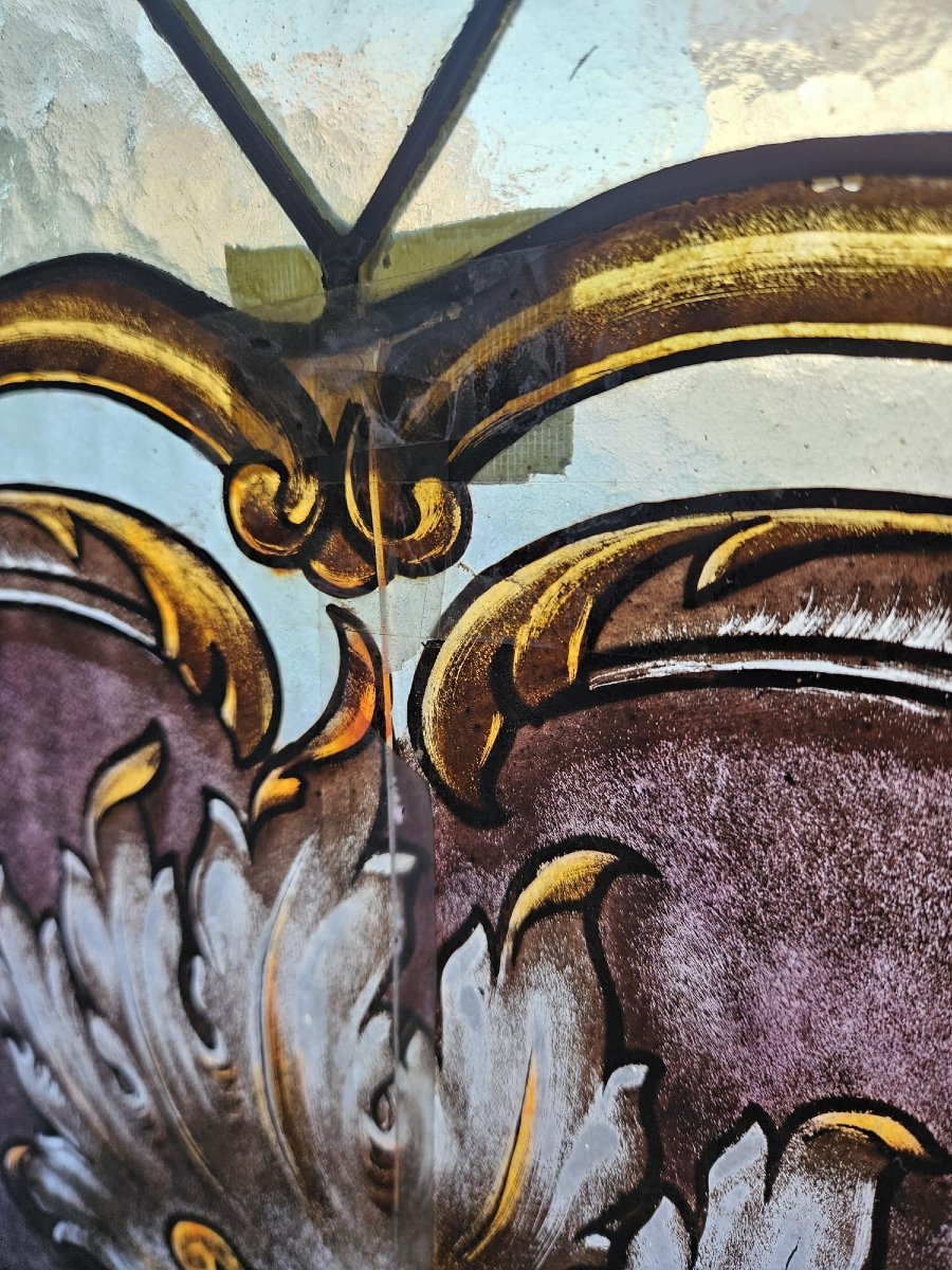 Pair Of Leaded Cathedral Stained Glass Windows – Early 20th Century – 162 Cm X 41 Cm-photo-6