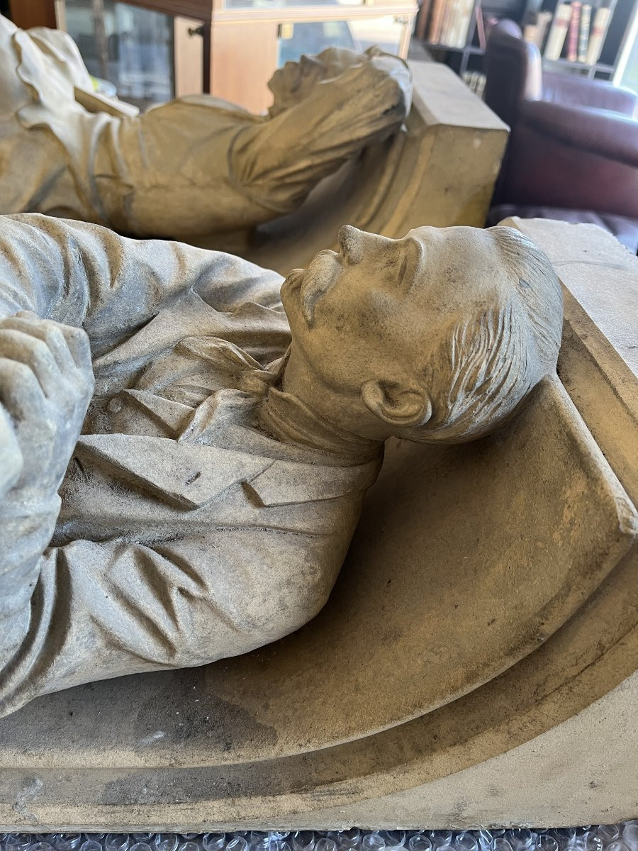 Pair Of Terracotta Sculptural Elements – Signed And Dated 1866 “w. Wolff”-photo-2