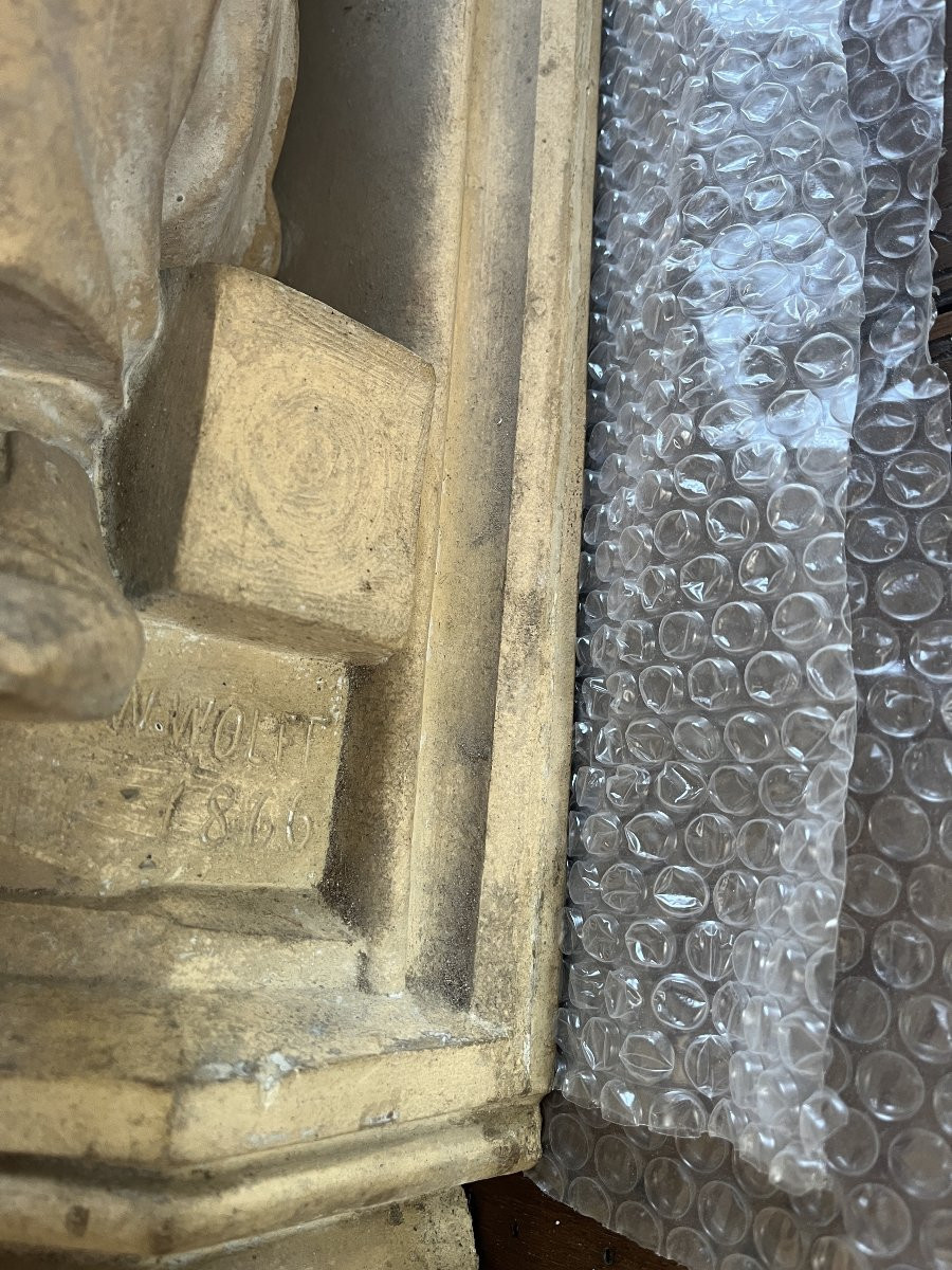 Pair Of Terracotta Sculptural Elements – Signed And Dated 1866 “w. Wolff”-photo-6