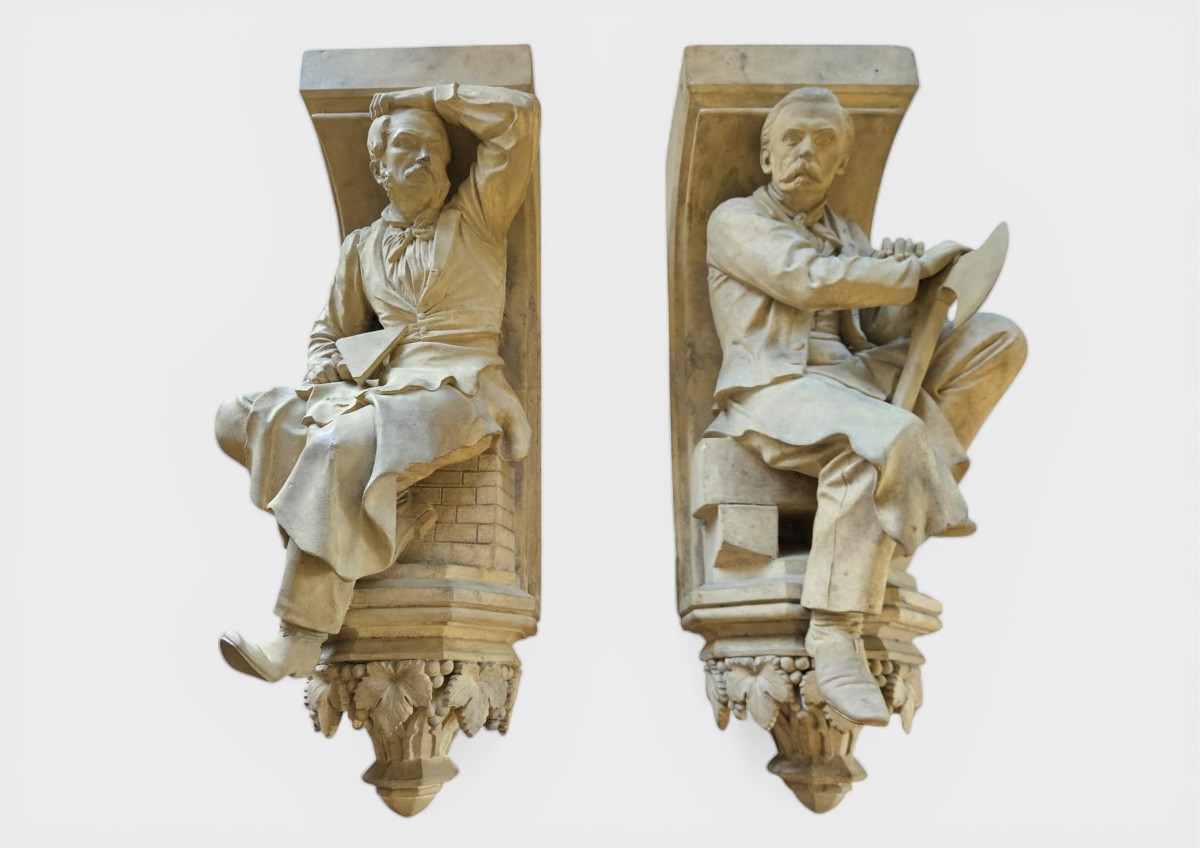 Pair Of Terracotta Sculptural Elements – Signed And Dated 1866 “w. Wolff”