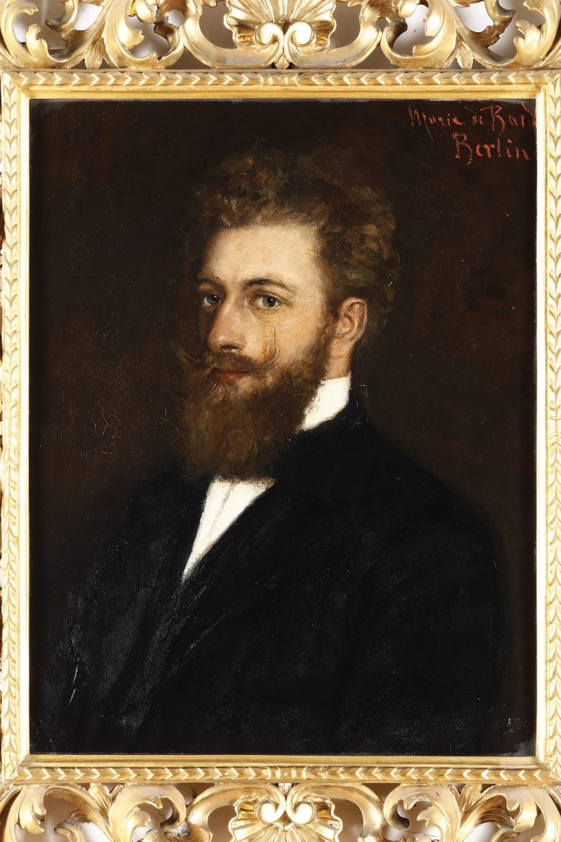Portrait de gentilhomme – Huile sur toile XIXe siècle avec cadre-photo-1