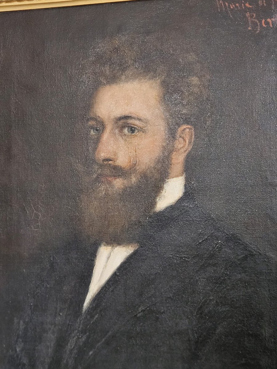 Portrait de gentilhomme – Huile sur toile XIXe siècle avec cadre-photo-2