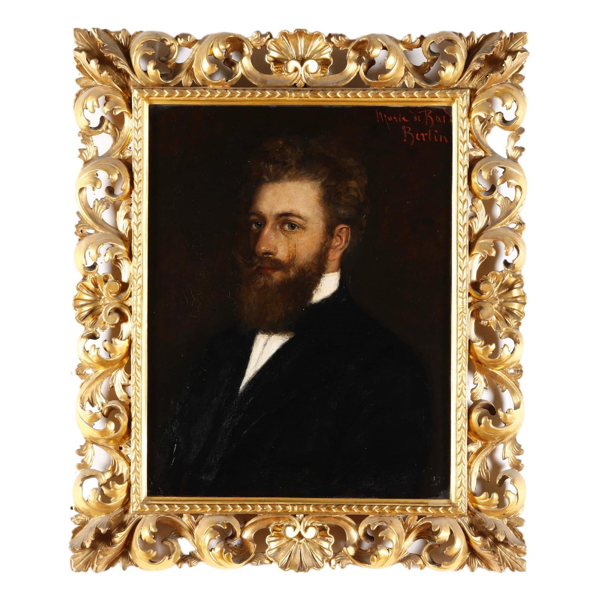 Portrait de gentilhomme – Huile sur toile XIXe siècle avec cadre-photo-4