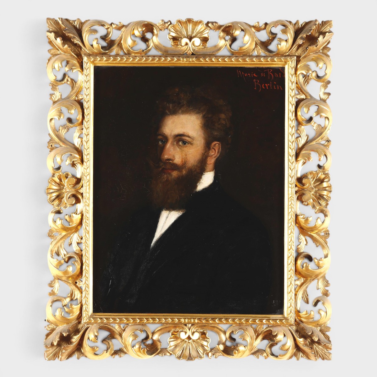 Portrait de gentilhomme – Huile sur toile XIXe siècle avec cadre