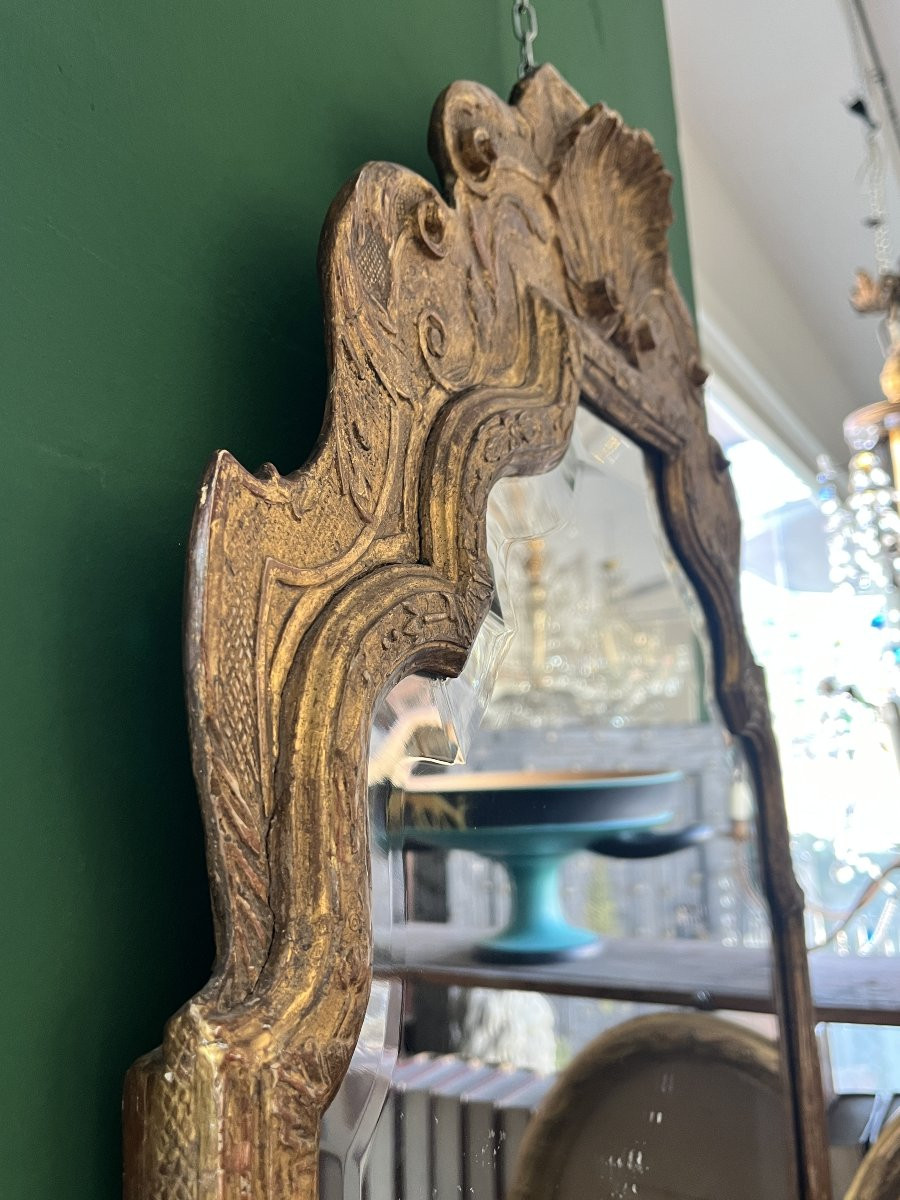 Miroir doré du XIXe siècle avec verre biseauté-photo-4