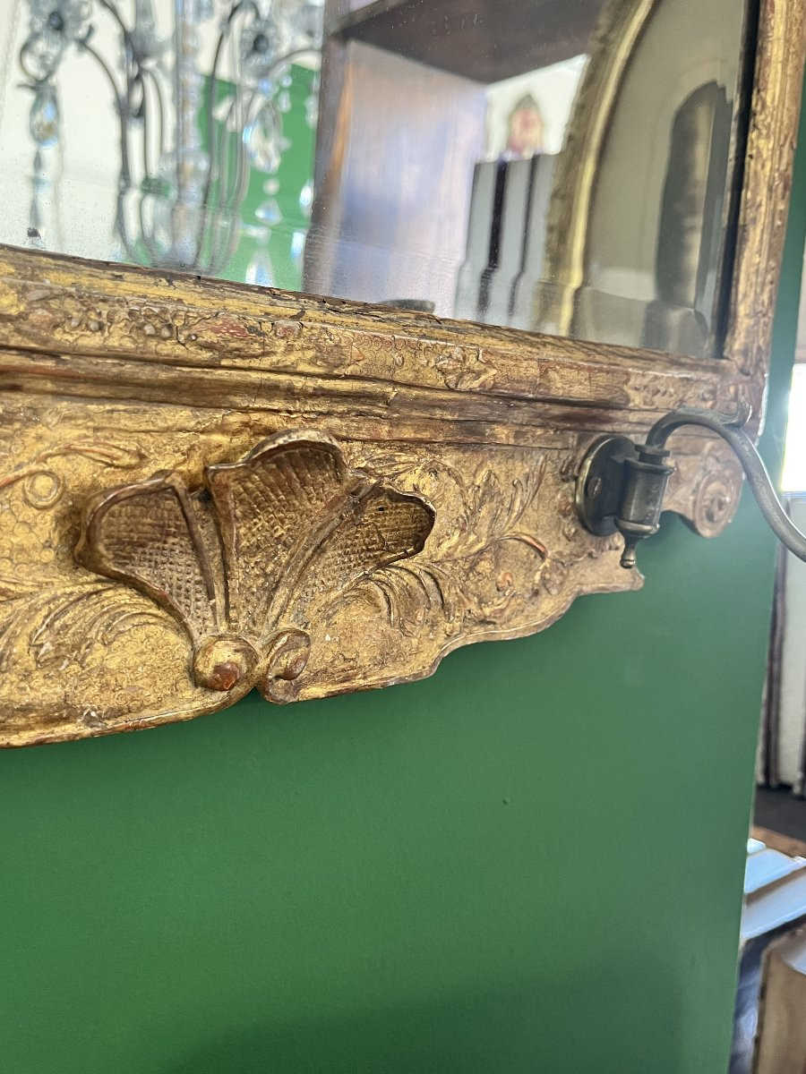 Miroir doré du XIXe siècle avec verre biseauté-photo-1