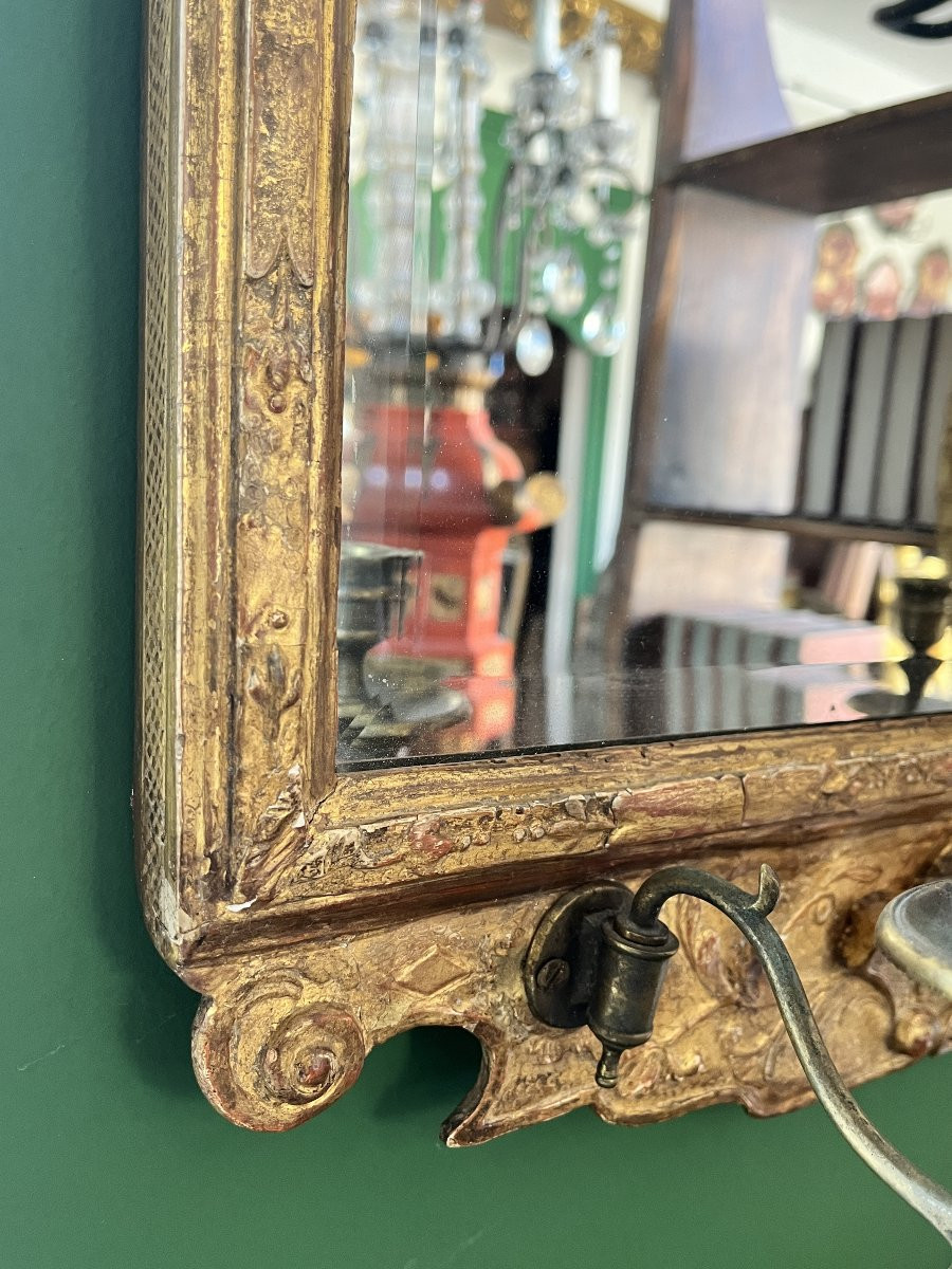 Miroir doré du XIXe siècle avec verre biseauté-photo-2