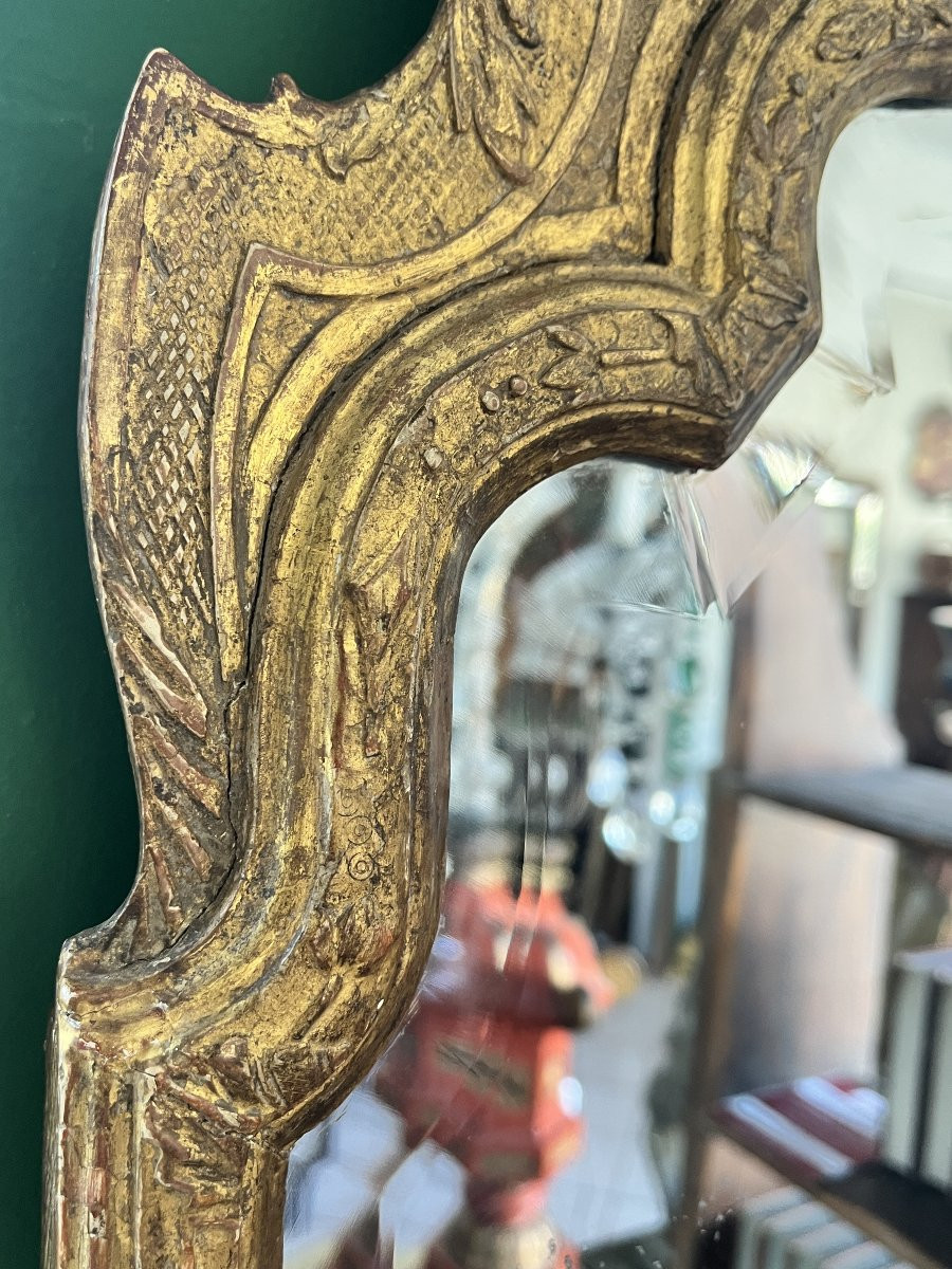 Miroir doré du XIXe siècle avec verre biseauté-photo-3
