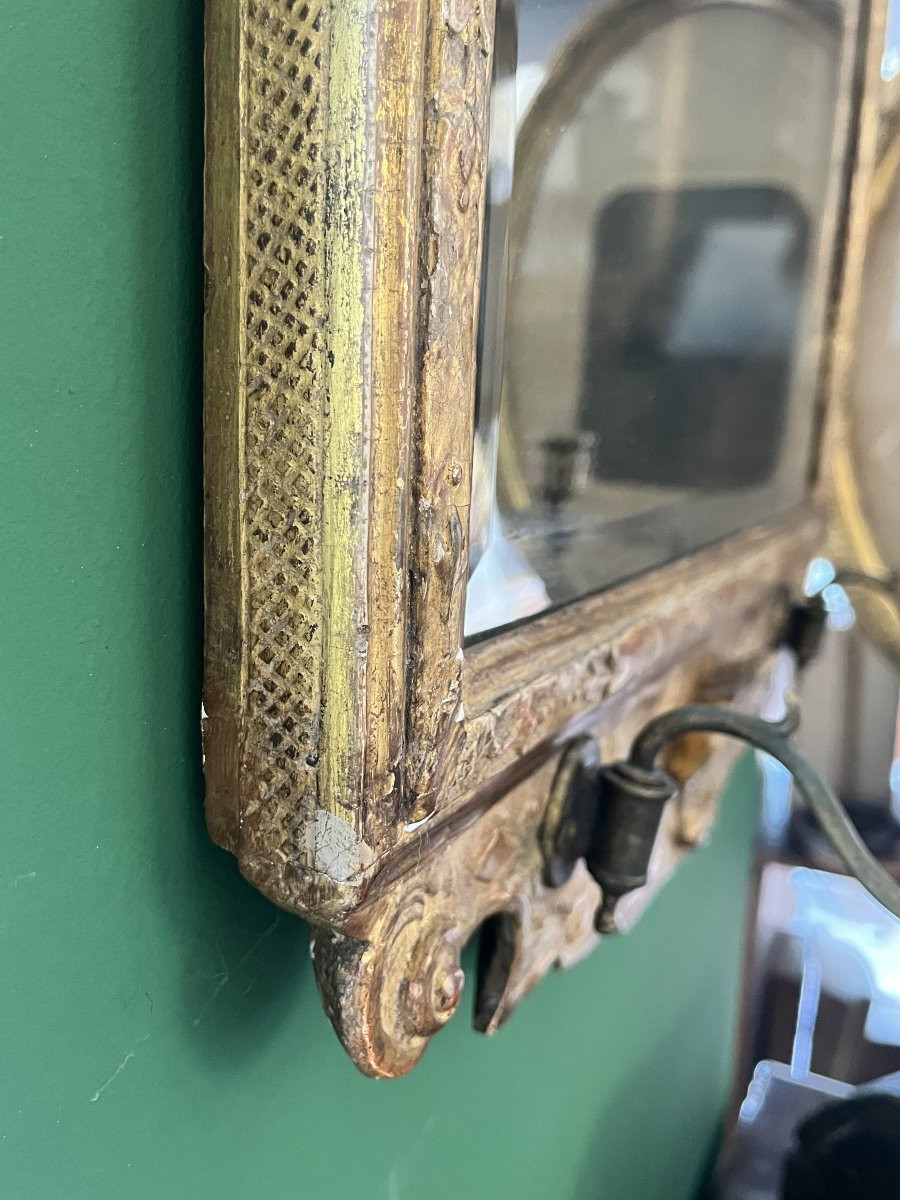 Miroir doré du XIXe siècle avec verre biseauté-photo-7