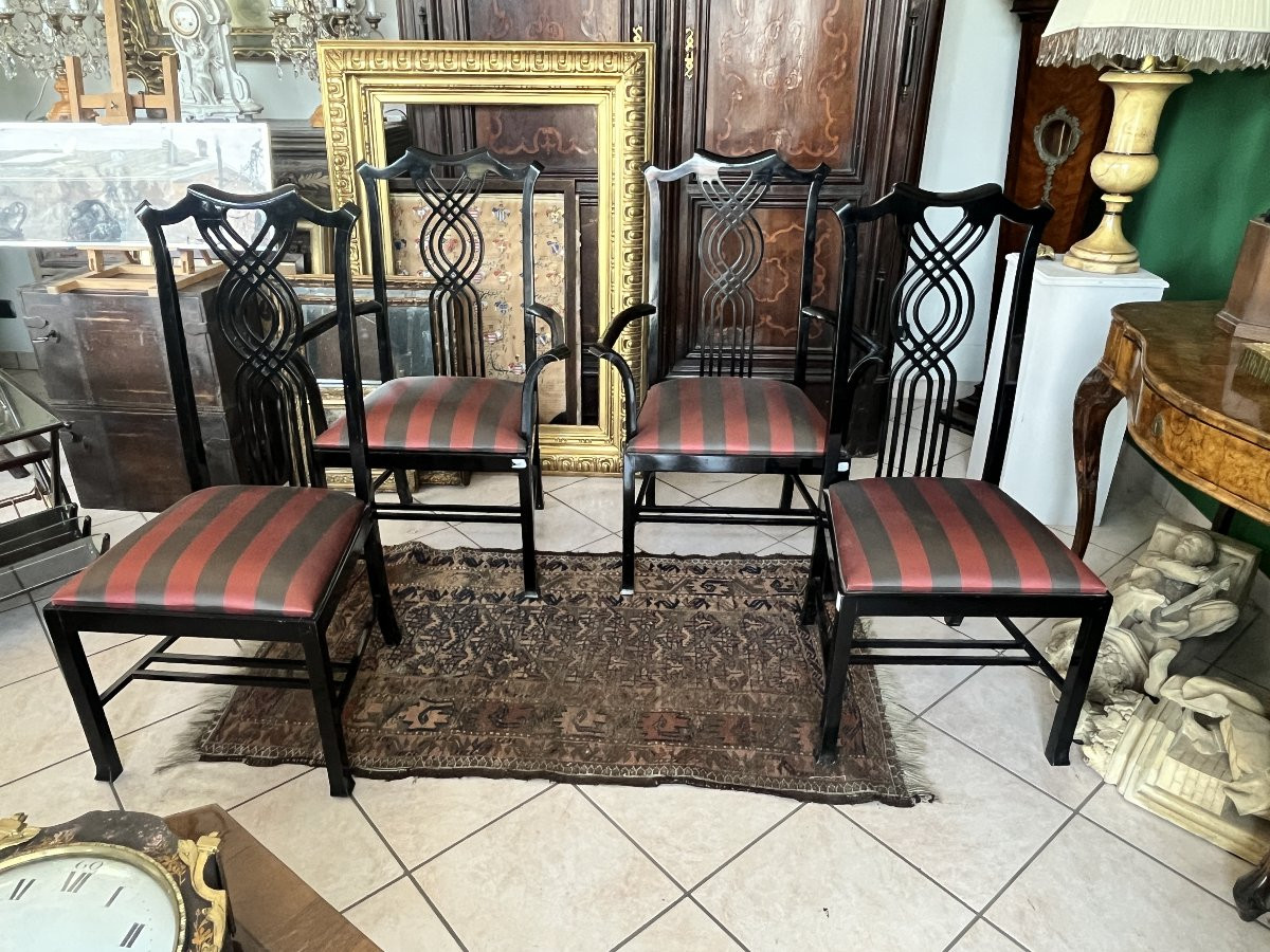 Set Of 2 Chairs And 2 Armchairs By Giorgetti – Designed By Carlo Pozzi – Italy, 1980s-photo-2