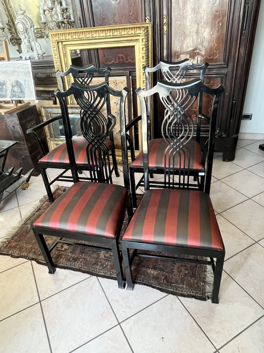 Set Of 2 Chairs And 2 Armchairs By Giorgetti – Designed By Carlo Pozzi – Italy, 1980s-photo-3