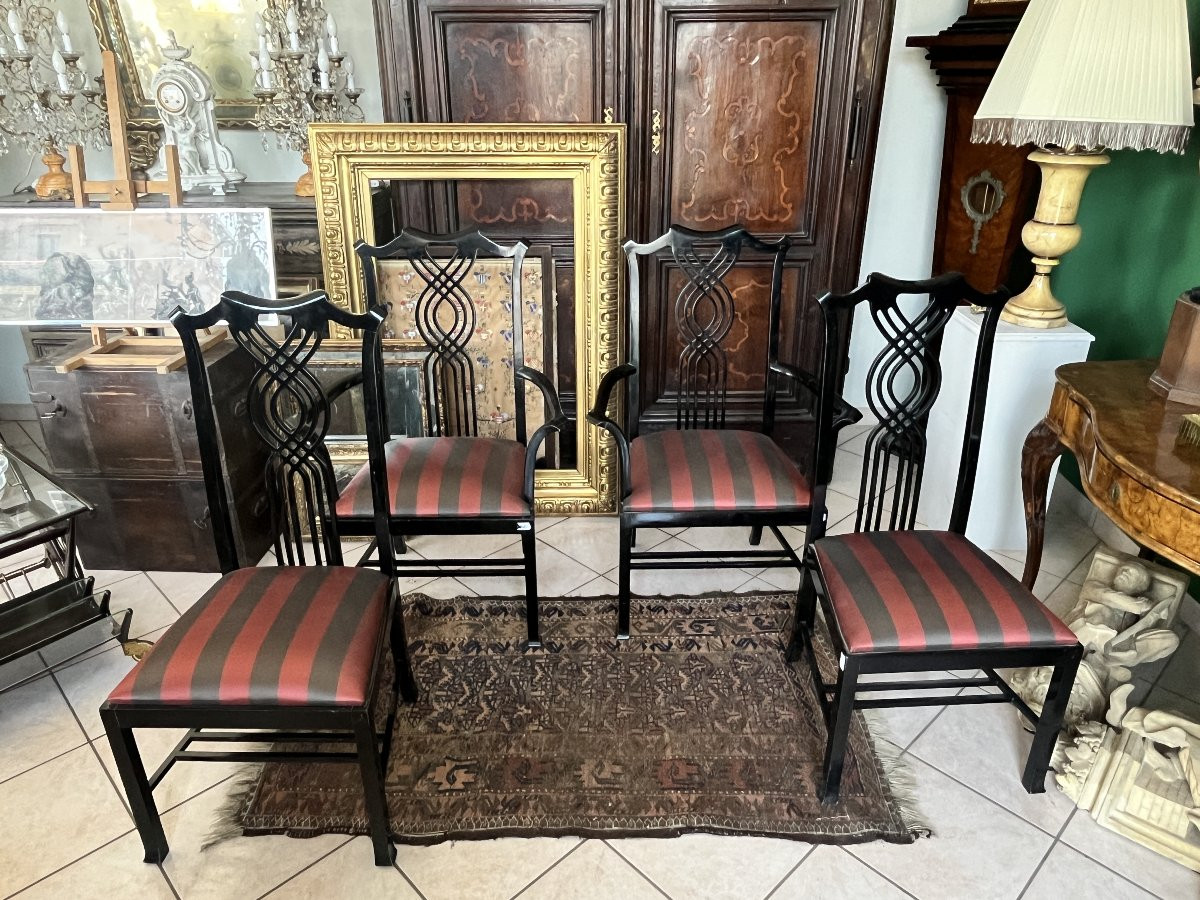 Set Of 2 Chairs And 2 Armchairs By Giorgetti – Designed By Carlo Pozzi – Italy, 1980s-photo-4