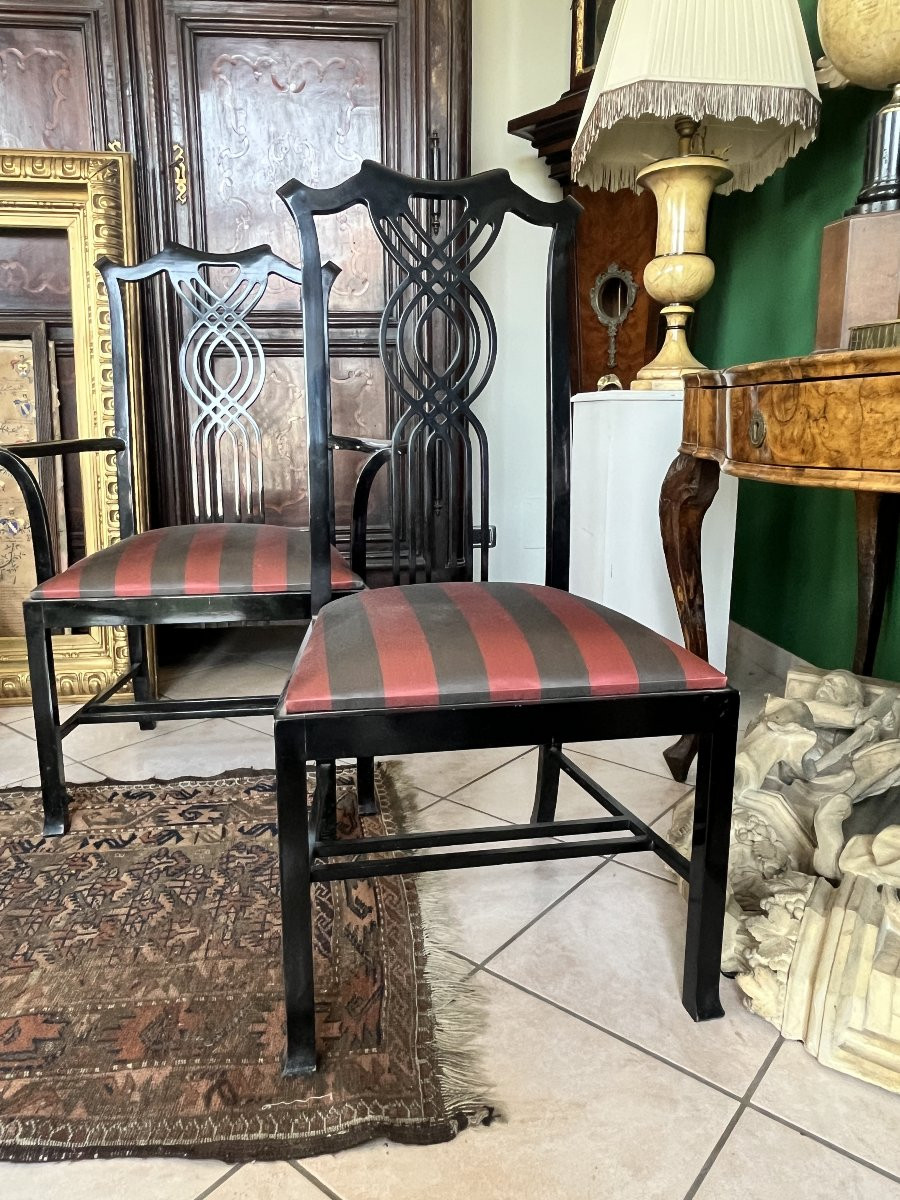 Set Of 2 Chairs And 2 Armchairs By Giorgetti – Designed By Carlo Pozzi – Italy, 1980s-photo-1
