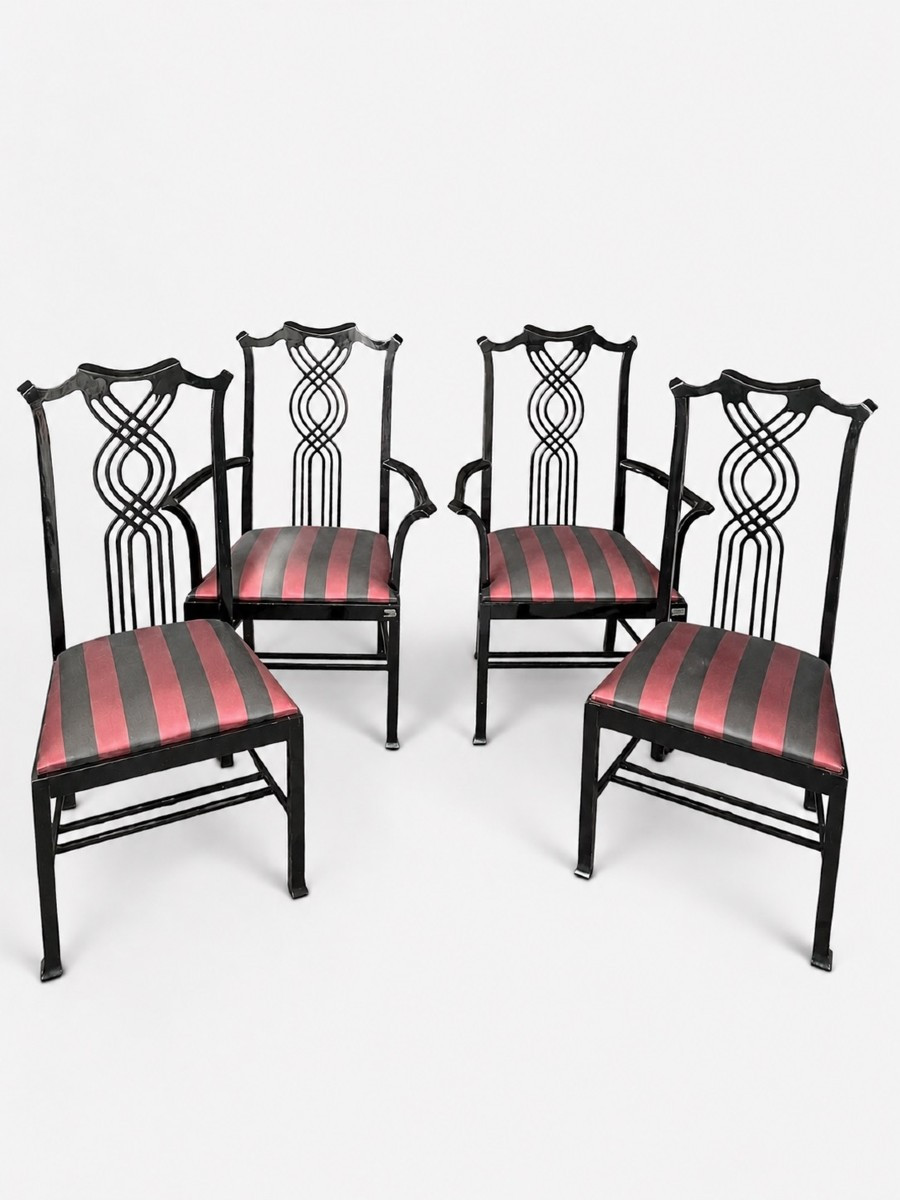 Set Of 2 Chairs And 2 Armchairs By Giorgetti – Designed By Carlo Pozzi – Italy, 1980s