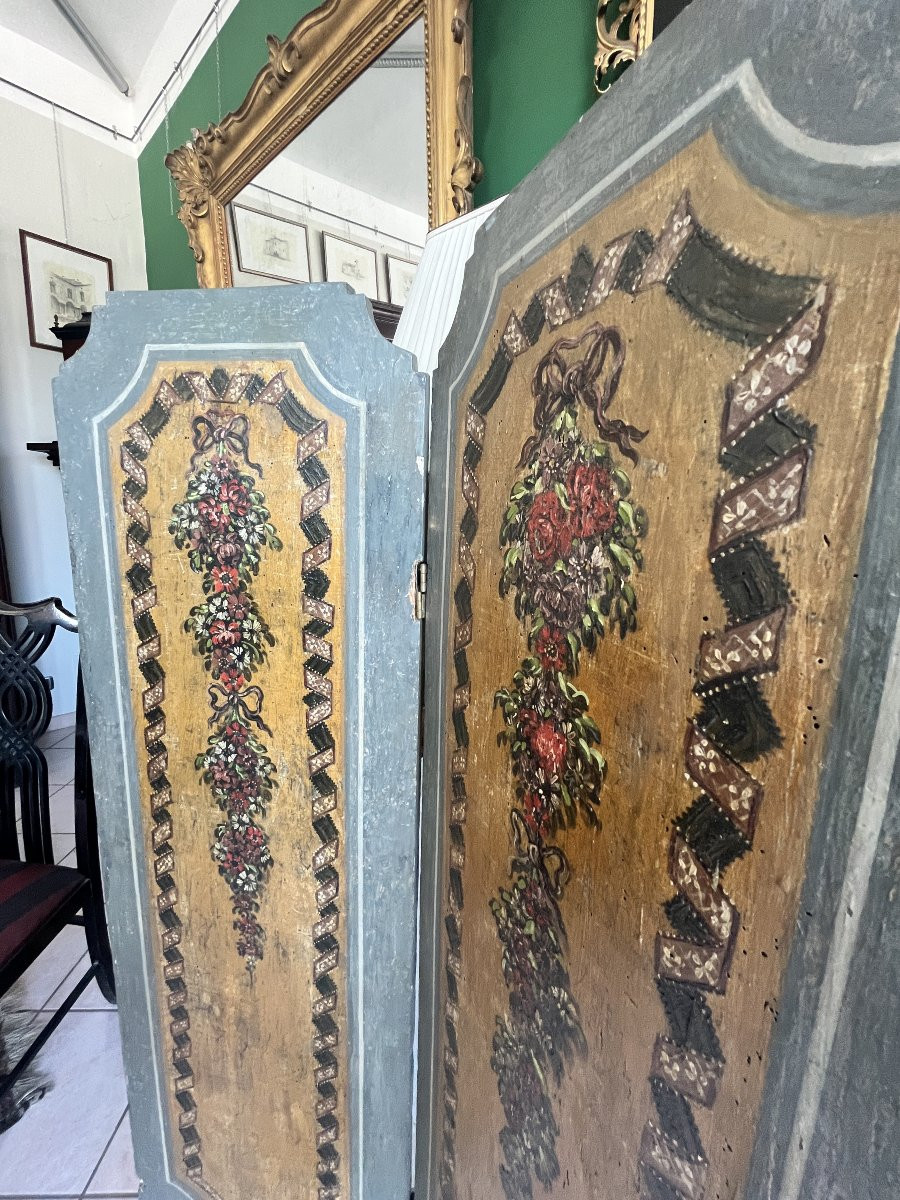 Lacquered Wooden Screen Featuring Original 18th-century Elements-photo-5