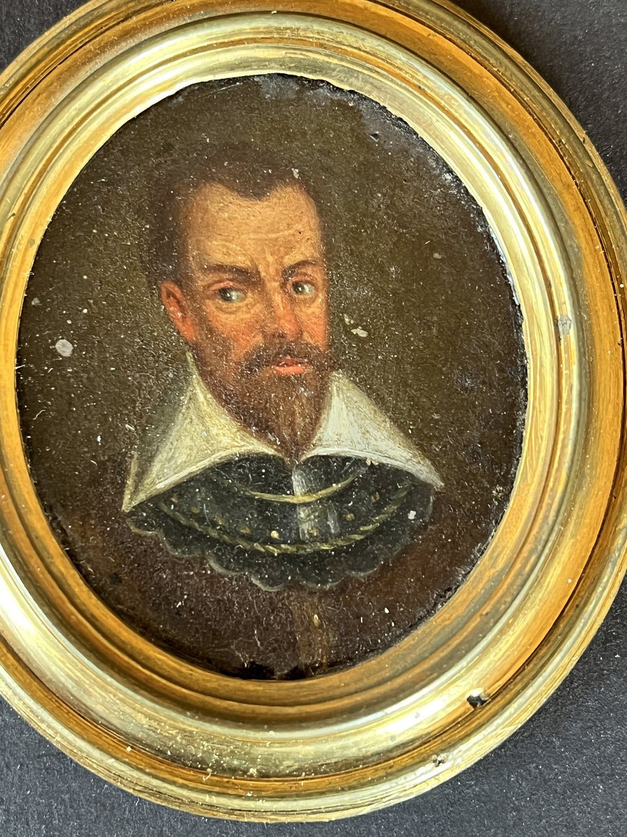 A Pair Of 17th-century Miniatures Painted On Copper With Bronze Frames.-photo-2