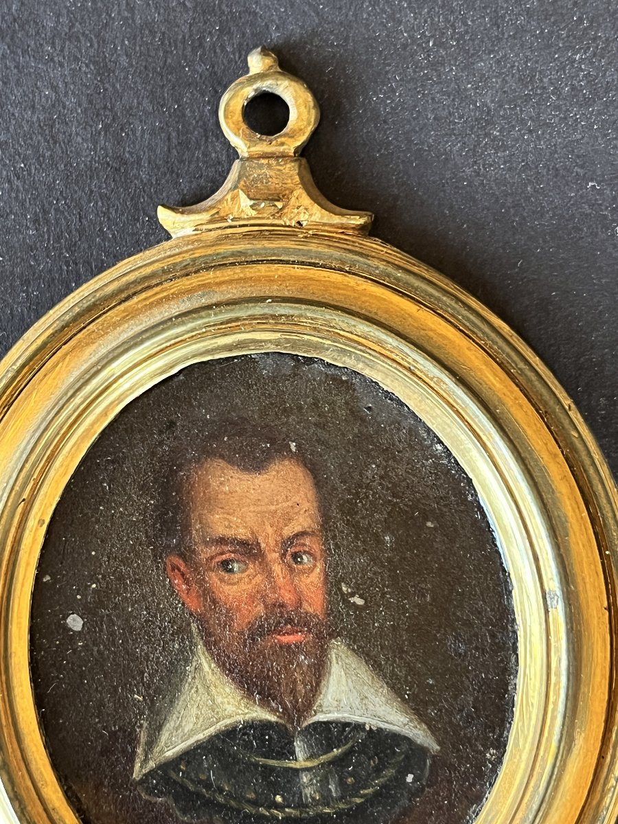 A Pair Of 17th-century Miniatures Painted On Copper With Bronze Frames.-photo-1