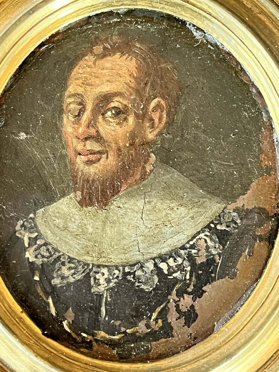 A Pair Of 17th-century Miniatures Painted On Copper With Bronze Frames.-photo-3