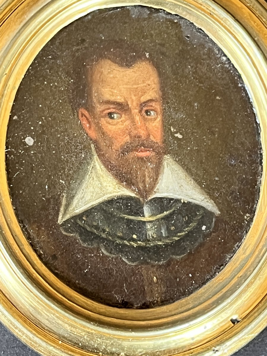 A Pair Of 17th-century Miniatures Painted On Copper With Bronze Frames.-photo-4
