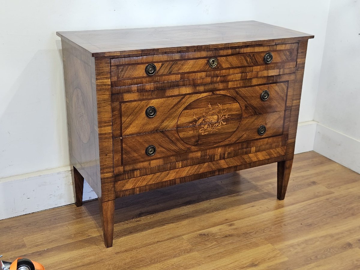Commode plaquée et marquetée de la fin du XIXe siècle-photo-4