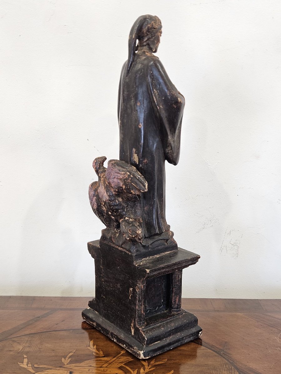 Sculpture en bois peint représentant Dante Alighieri – XIXe siècle-photo-2