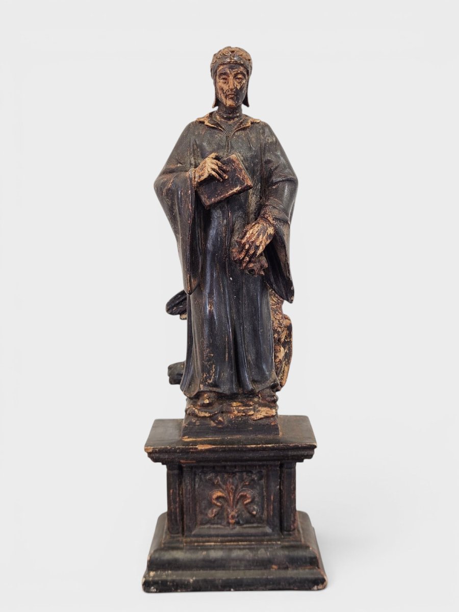Sculpture en bois peint représentant Dante Alighieri – XIXe siècle