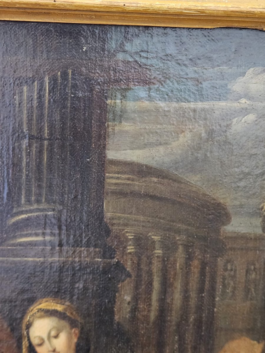 Neoclassical Painting Depicting The Holy Family With Ruins – Late 18th Century-photo-1
