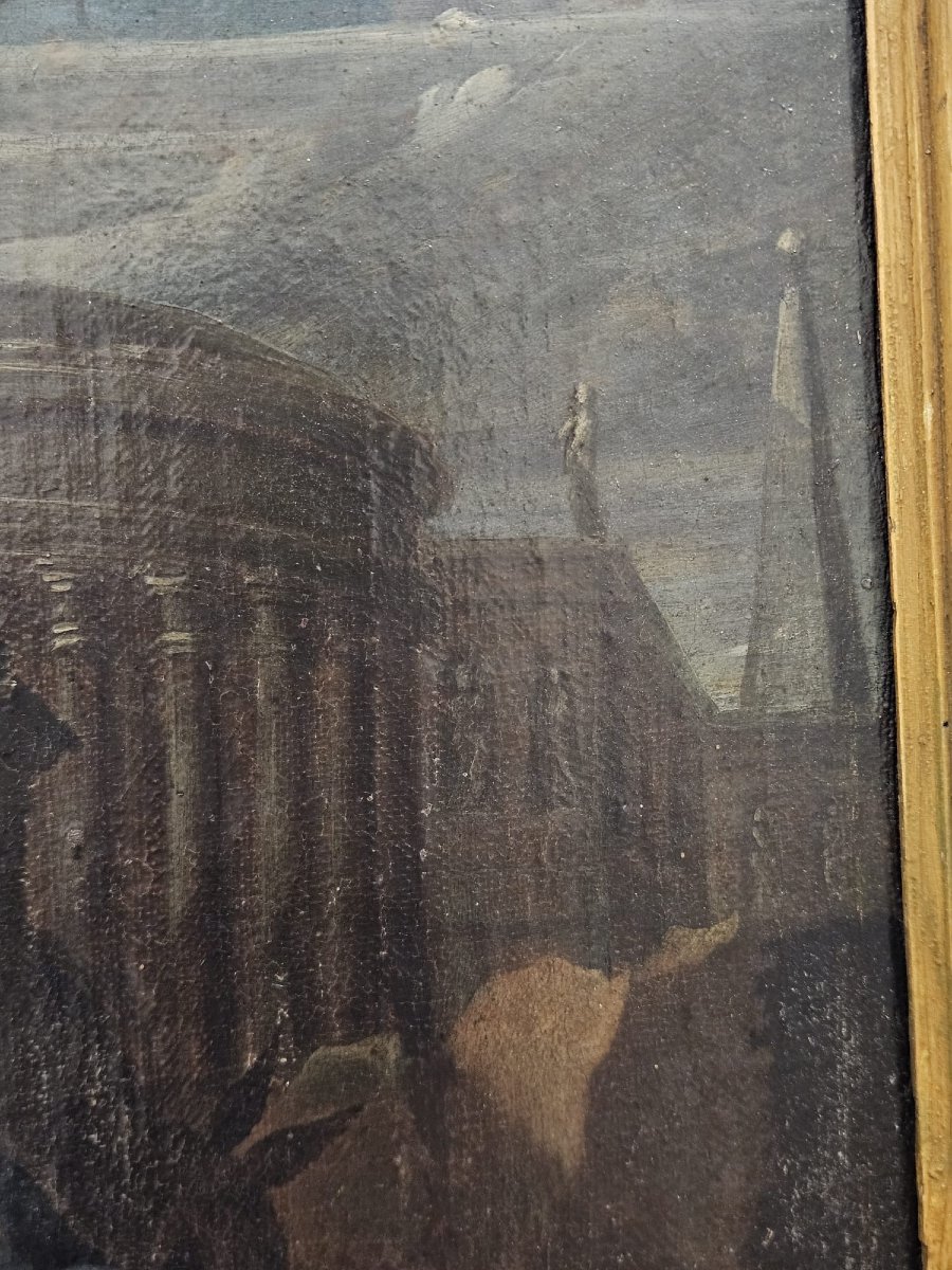 Neoclassical Painting Depicting The Holy Family With Ruins – Late 18th Century-photo-3
