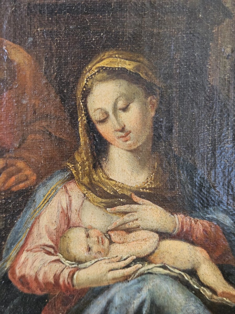 Neoclassical Painting Depicting The Holy Family With Ruins – Late 18th Century-photo-4