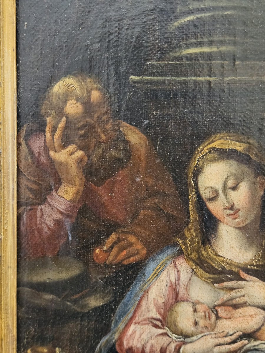 Neoclassical Painting Depicting The Holy Family With Ruins – Late 18th Century-photo-5