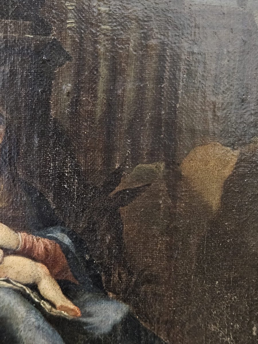 Neoclassical Painting Depicting The Holy Family With Ruins – Late 18th Century-photo-6