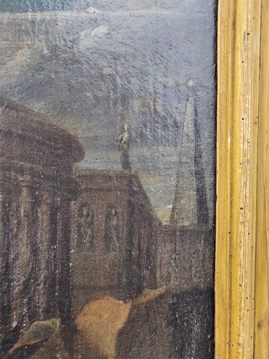 Neoclassical Painting Depicting The Holy Family With Ruins – Late 18th Century-photo-7